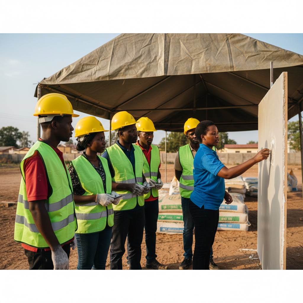 Construction training session in Tanzania